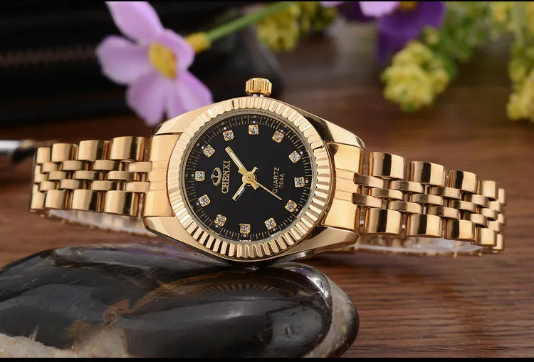CHENXI Brand Top Luxury Ladies Golden Watch for Women Clock Female Women\'s Dress Rhinestone Quartz Waterproof Wristwatches