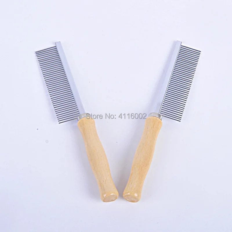 Pet Rake Comb Pet Dog Cat Hair Grooming Trimmer Rake Comb Dog Cat Stainless Steel Pins Wooden Handle Dog Cleaning Brush