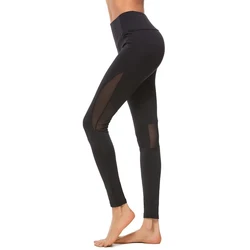 New Sexy Women Leggings Gothic Insert Mesh Design Trousers Pants Big Size Black Capris Sportswear Female Fitness