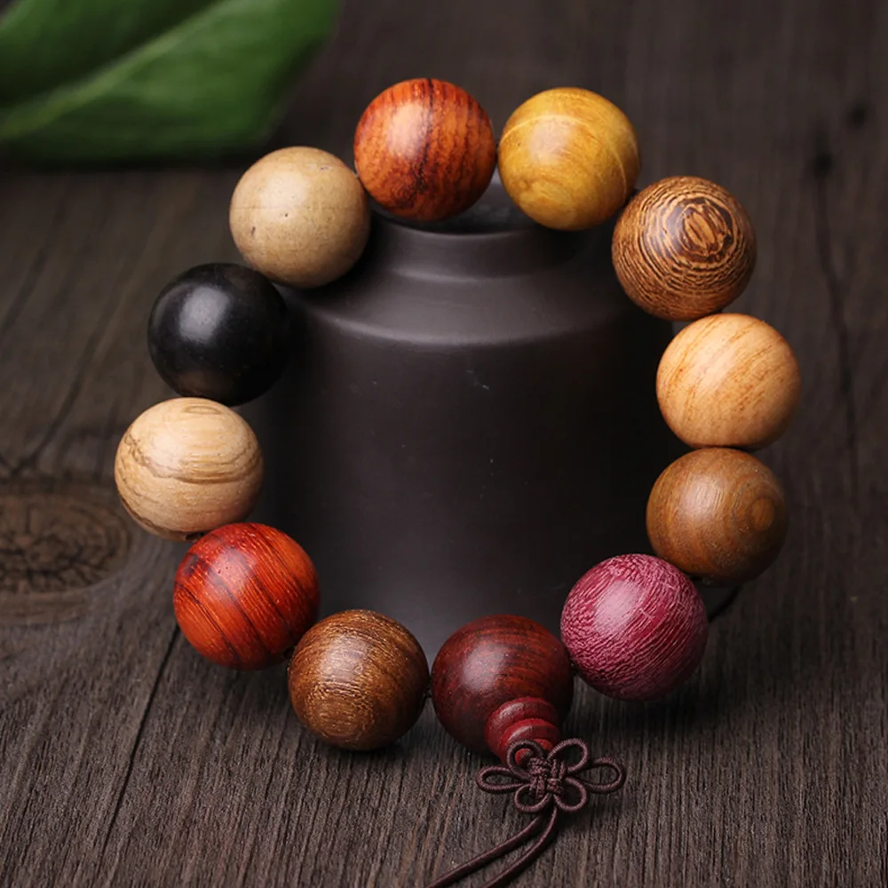 Handmade Chinese Character Buddhist Wood Bracelet 15/18/20mm Beads Sandalwood Men Bracelets,Wenge Bracelets Lucky Jewelry