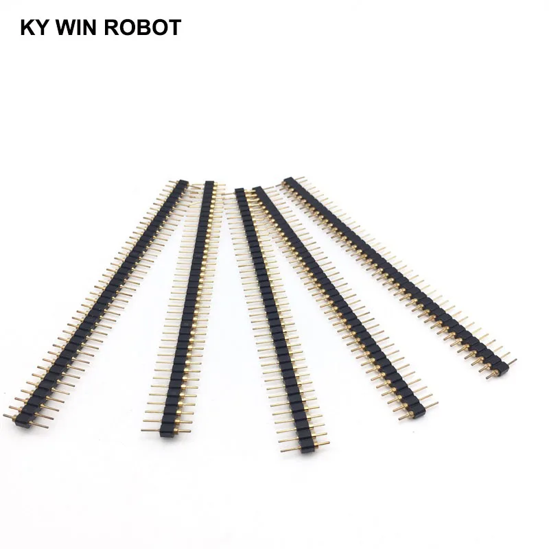 5pcs 40 Pin Connector Header Round Needle 1x40 Golden Pin Single Row Male 2.54mm Breakable Pin Connector Strip