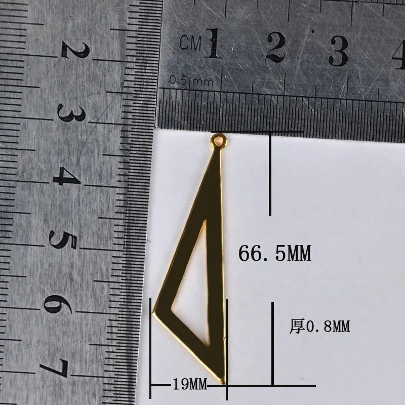 66.5*19mm 50pcs Copper Material gold  color simple hollow triangle blank stamp charm for necklace Pendant for DIY Jewelry making