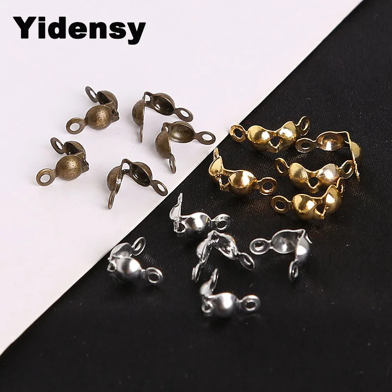 Yidensy 10 г/упак. Золотая и серебряная Античная бронзовая цепочка из цветных шариков, коннекторы 7 мм, наконечники для ювелирных изделий своими руками