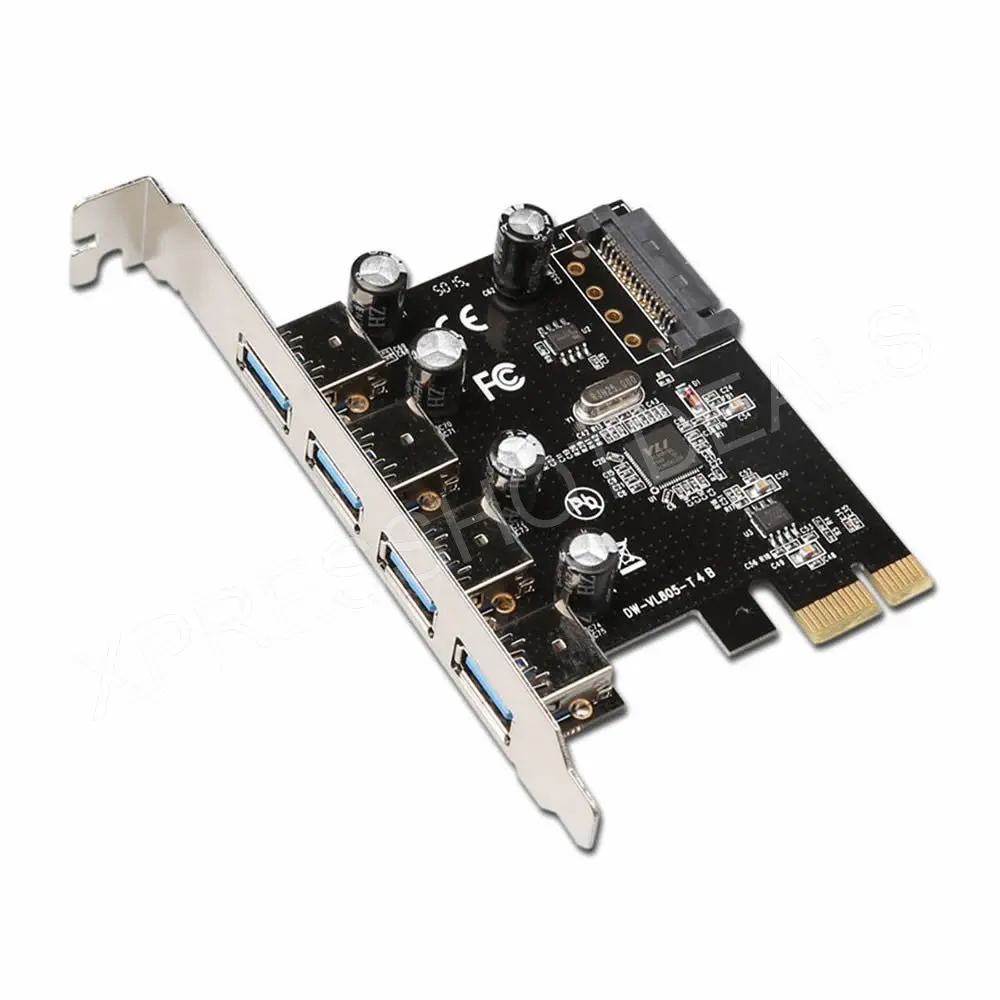 

PCI-E Express 4 Port USB 3.0 Card Adapter w/15pin SATA Power Connector