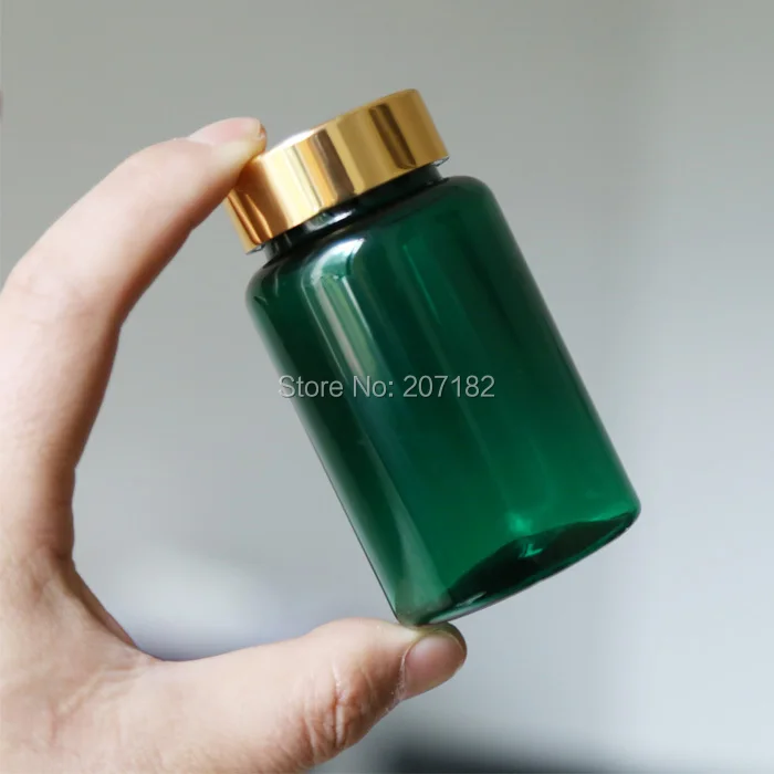 (100PCS/Lot)120ML/120CC PET Translucent Green Liquid Bottle,Top Grade Medicine Plastic Bottle,Empty Capsule Bottle - Metal Cover