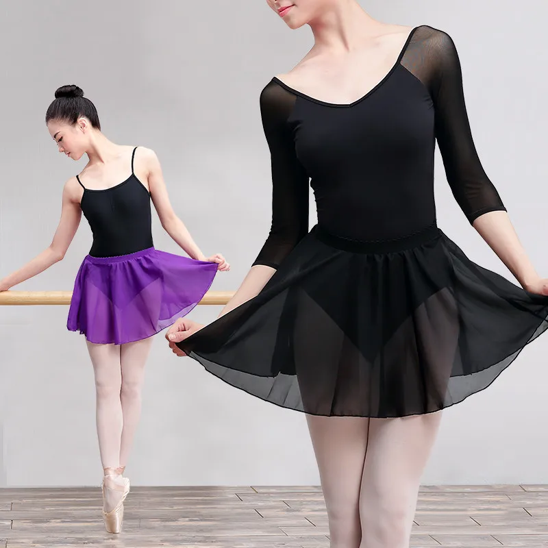 Professional Women Girls Children Chiffon Dance Skirt Ballet Tutu Gymnastics Skate Wrap Skirt Girls Basic Practice Ballet Skirt