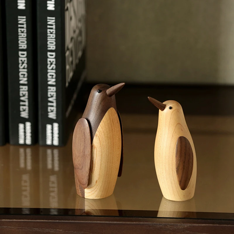 Denmark wood small penguin ornaments American country soft decoration Housing model study desktop wooden play equipment