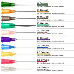 Syringe Dispensing Needles With Luer Lock 14G 15G 16G 18G 20G 21G 22G 23G 25G 27G Blunt Tip 1inch Length , Non-Sterile , 100pcs