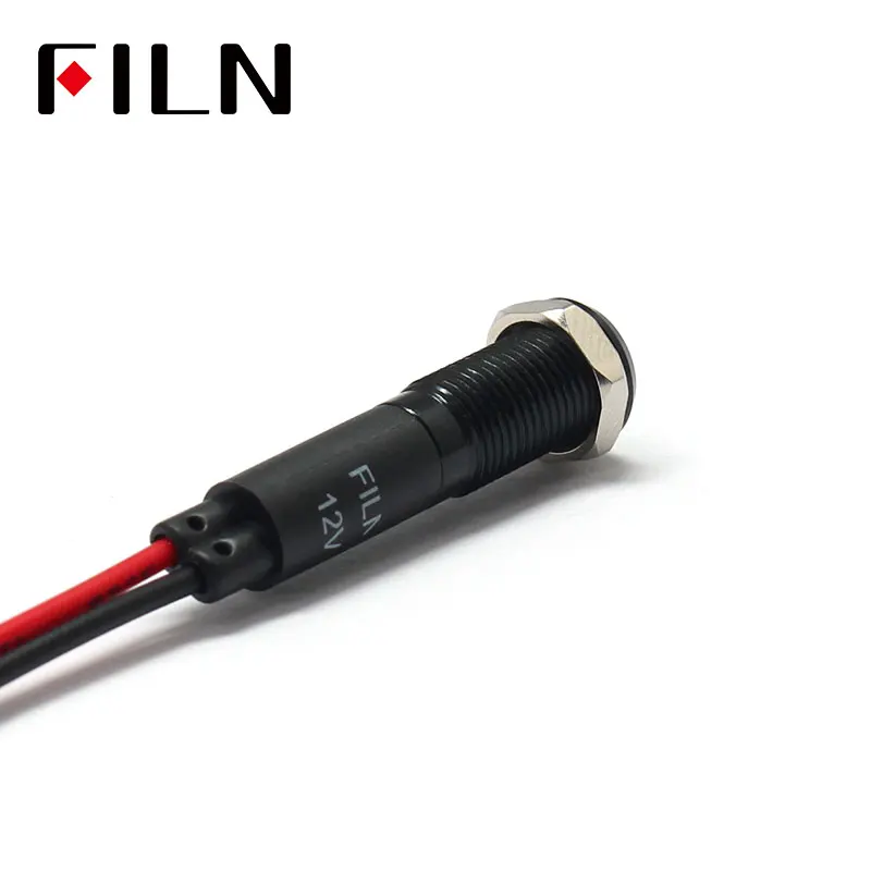 FILN 8mm Car dashboard Width light mark symbol led red yellow white blue green 12v led indicator light with 20cm cable