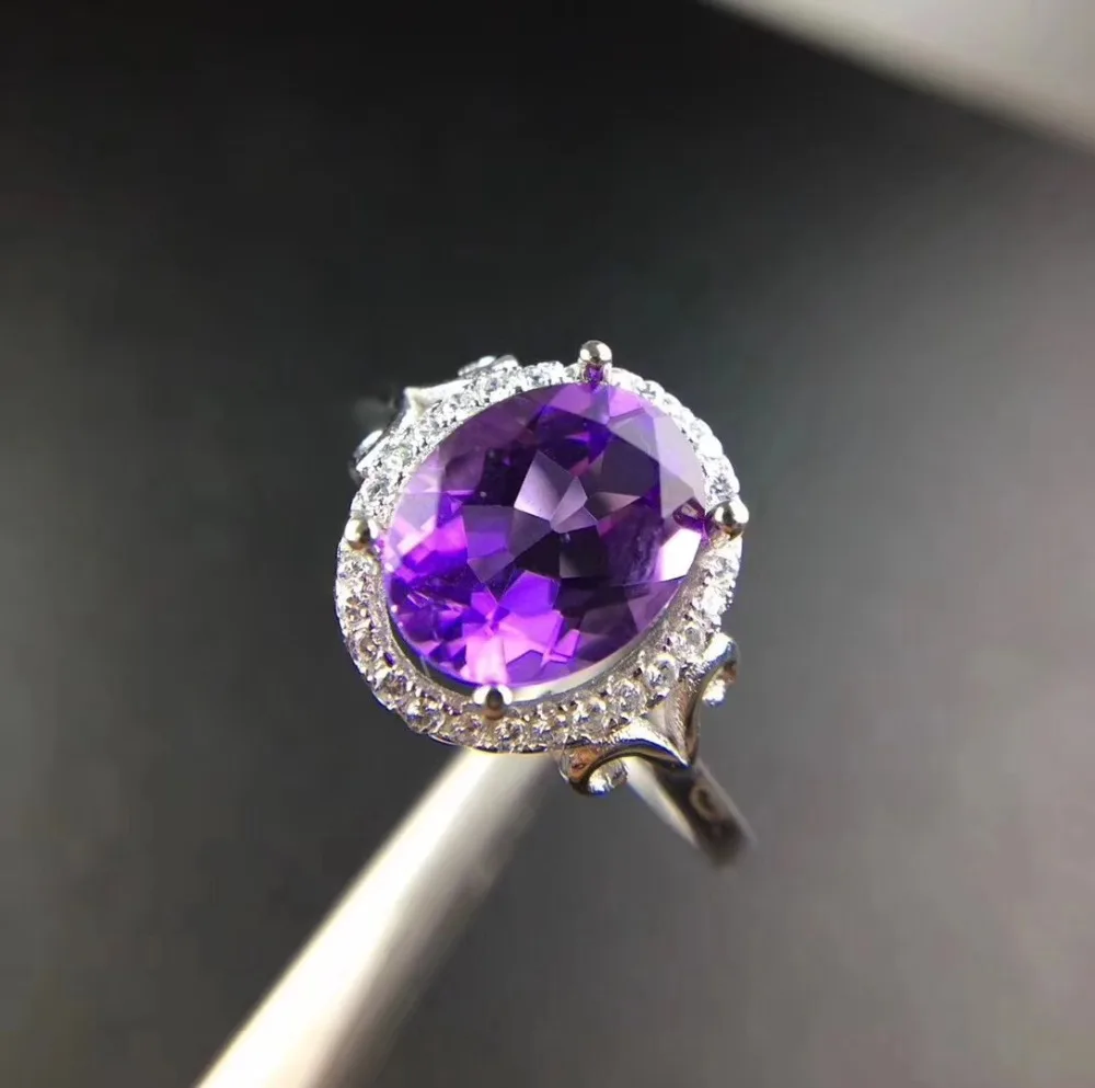 Natural real amethyst ring 925 sterling silver 7*9MM gemstone For men or women rings Fine jewelry