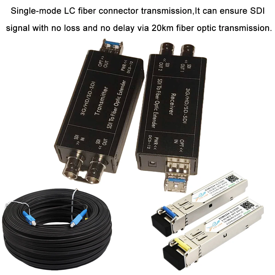 2023 Best 20km HD SDI Fiber Converter 1080i BNC Coaxial Signal Optic Converter 1080 30Hz HD-SDI Fibra Optical Converter Over SFP