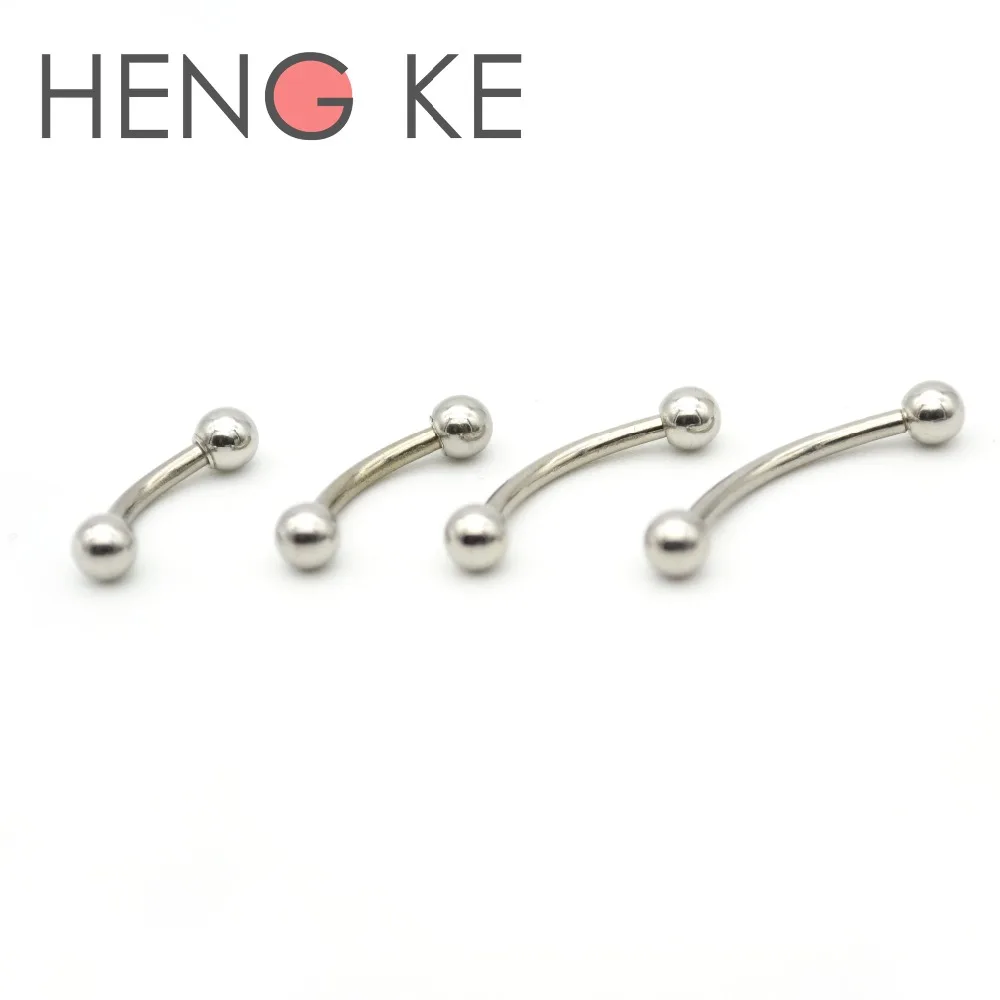 Surgical Steel Eyebrow Ring Bars Curved 1.2mm Barbell 6mm 8mm 10 12 14 16 Body Piercing Jewelry 16 Gauge Belly Bar