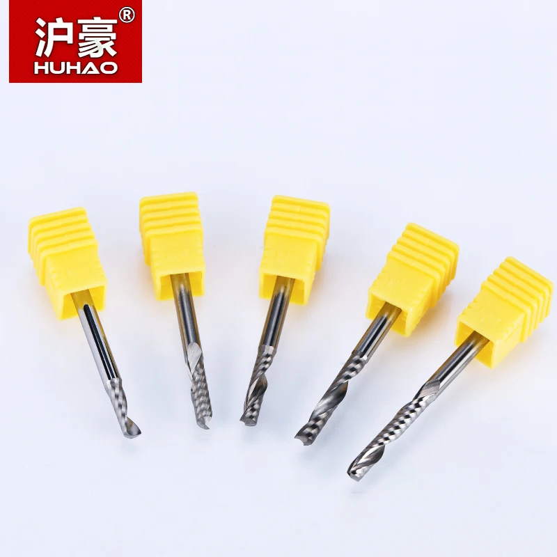 HUHAO 1PC CNC End Mill Shank 4mm One Flute Spiral Cutter Tugster Steel Router Bit For MDF Carbide Milling Cutter For Wood