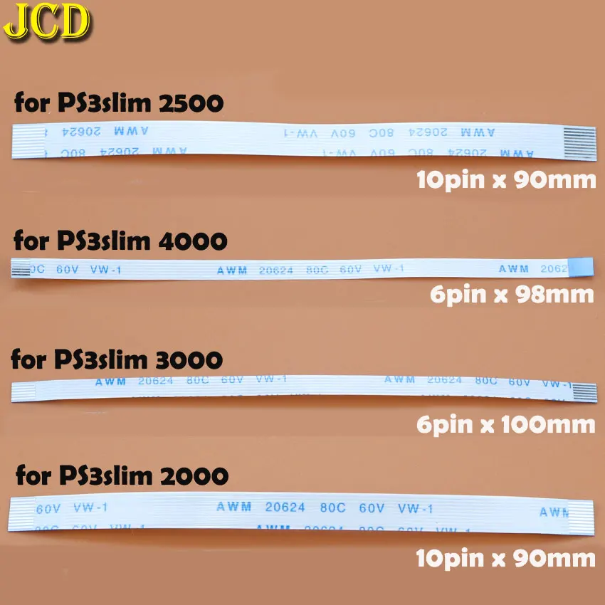 JCD 2 Piece 6pin 10pin Ribbon Flex Cable for PS3 slim Controller Charging PCB Board and Power switch Flex Cable