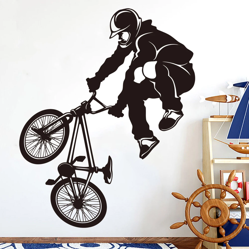 Large Extreme BMX Bicycle Bike Wall Sticker Boy Room Kids Room Sport  Dirt Bike Bicycle Wall Decal Playroom Vinyl Decor