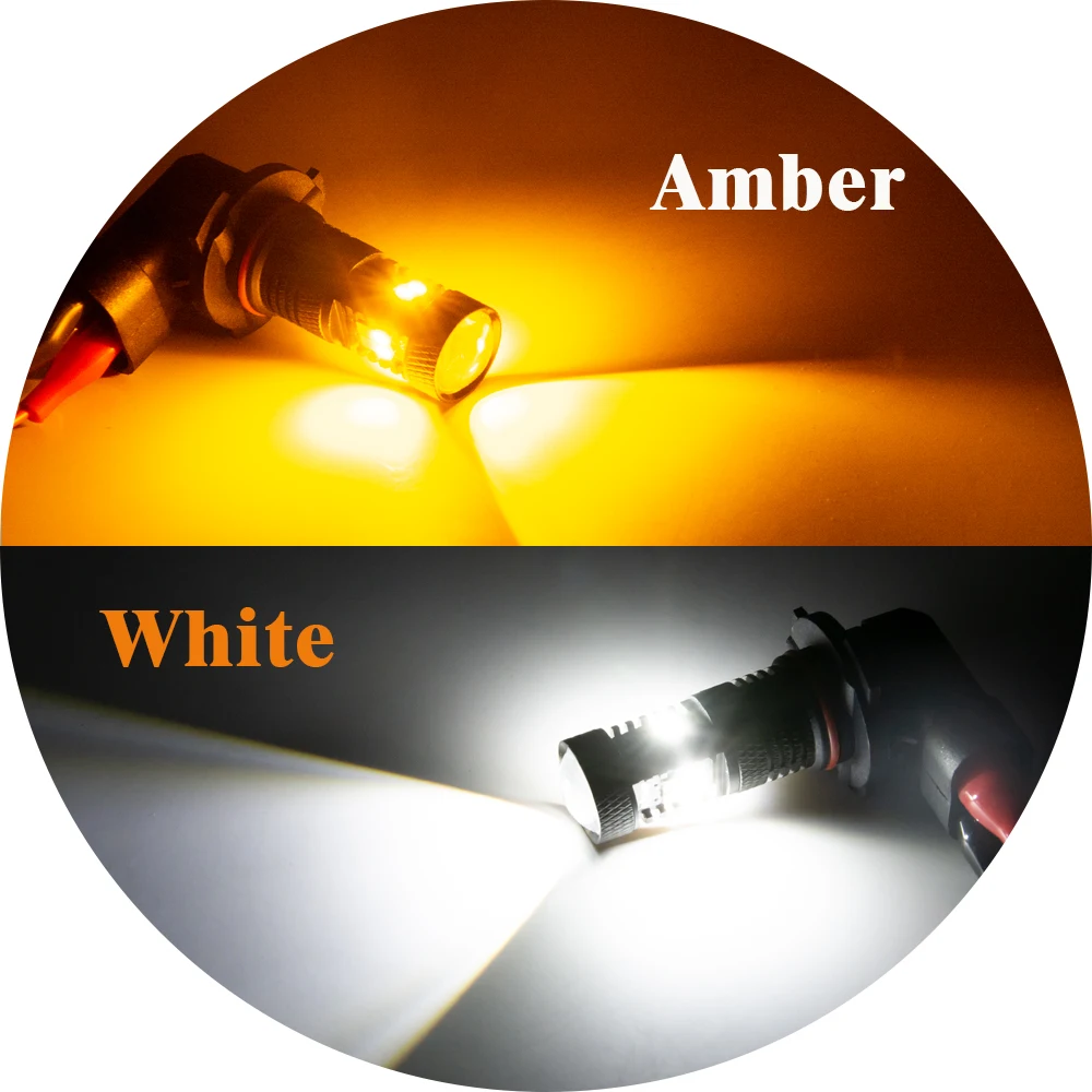 2pcs Dual Color H7 H11 H8  Led Fog Lamp Light 9005 9006 HB4 H16 5202 Driving Light  Auto running White Yellow Amber