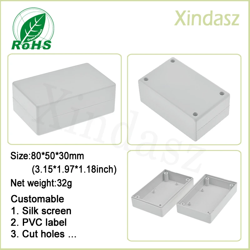 

10pcs/Lot 80*50*32mm plastic enclosure electronic junction box Plastic electronics project box