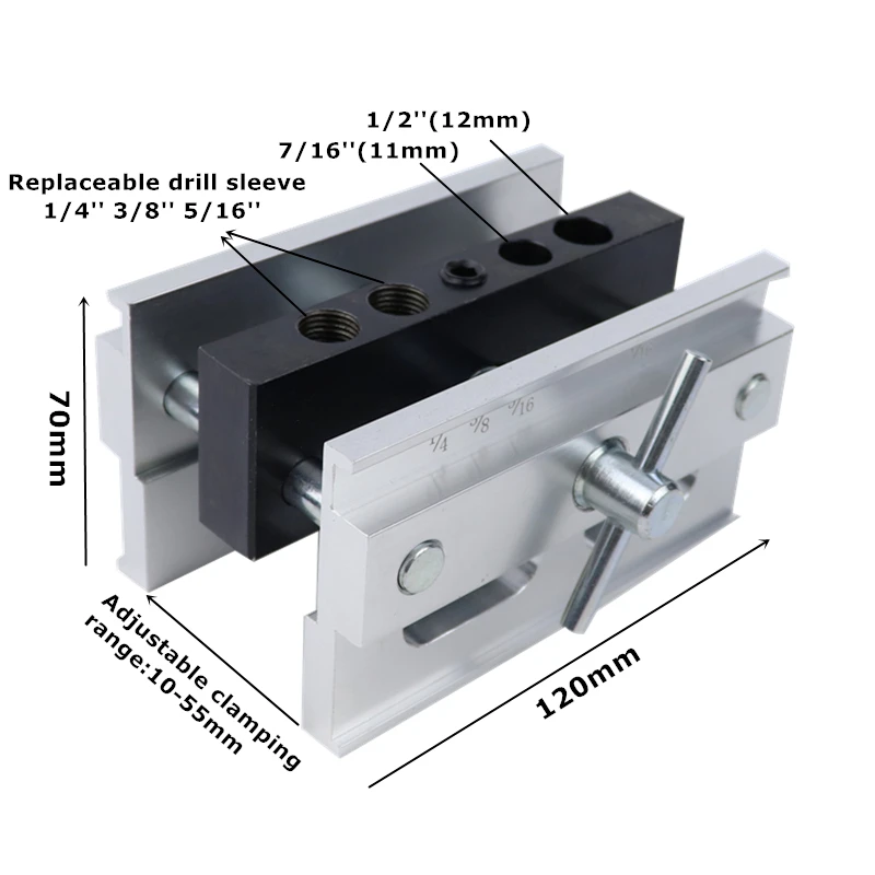 Woodworking Self-Centering Doweling Jig Kit Drill Guide Set With 1/4\'\' 3/8\'\' 5/16\'\' Drill Bushings Hole Jig Puncher Tools