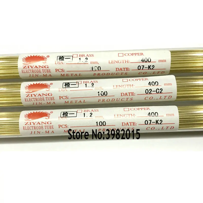 EDM Brass Electrode Tube Single Hole OD1.2*400mm ID0.4mm Ziyang Brand for WEDM Drilling Machine