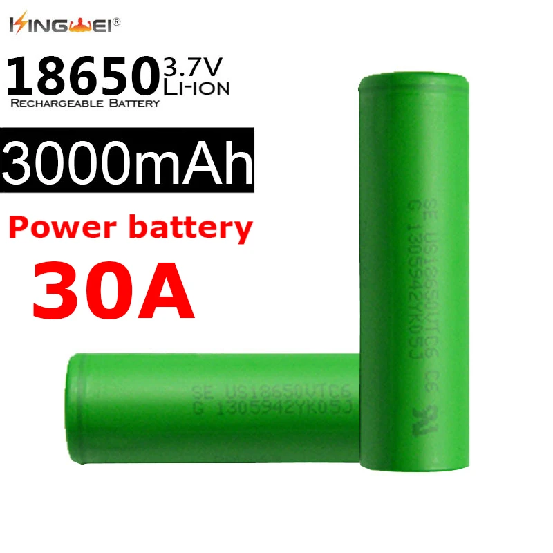 4 Pieces High Power 30A 3000mAh For SONY VTC6 Power 18650 Batteries Li-ion 3.7v Rechargeable Battery