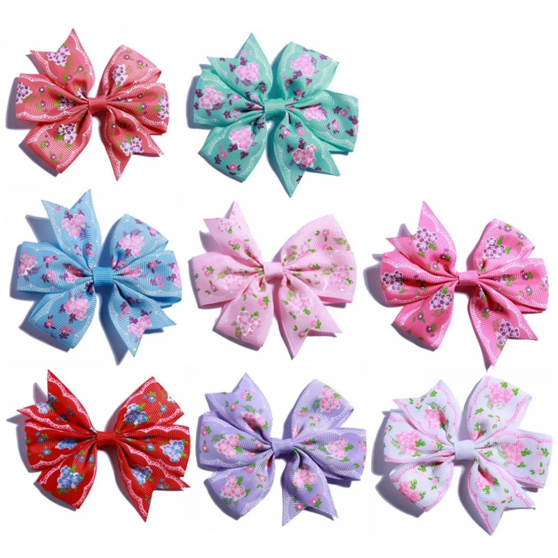 120PCS 3.2 inch Bargain Price Kids Bow Hairpin New Color Grosgrain Ribbon Bow with Hair Clip Hairbows Hair Pins Headdress