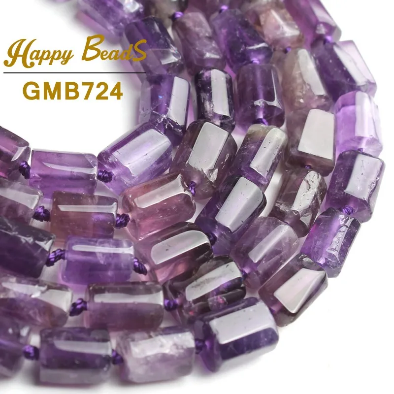 Natural Purple Amethysts Beads Cylinder Shape Loose Spacer Beads For Jewelry Making DIY Bracelet Necklace 15