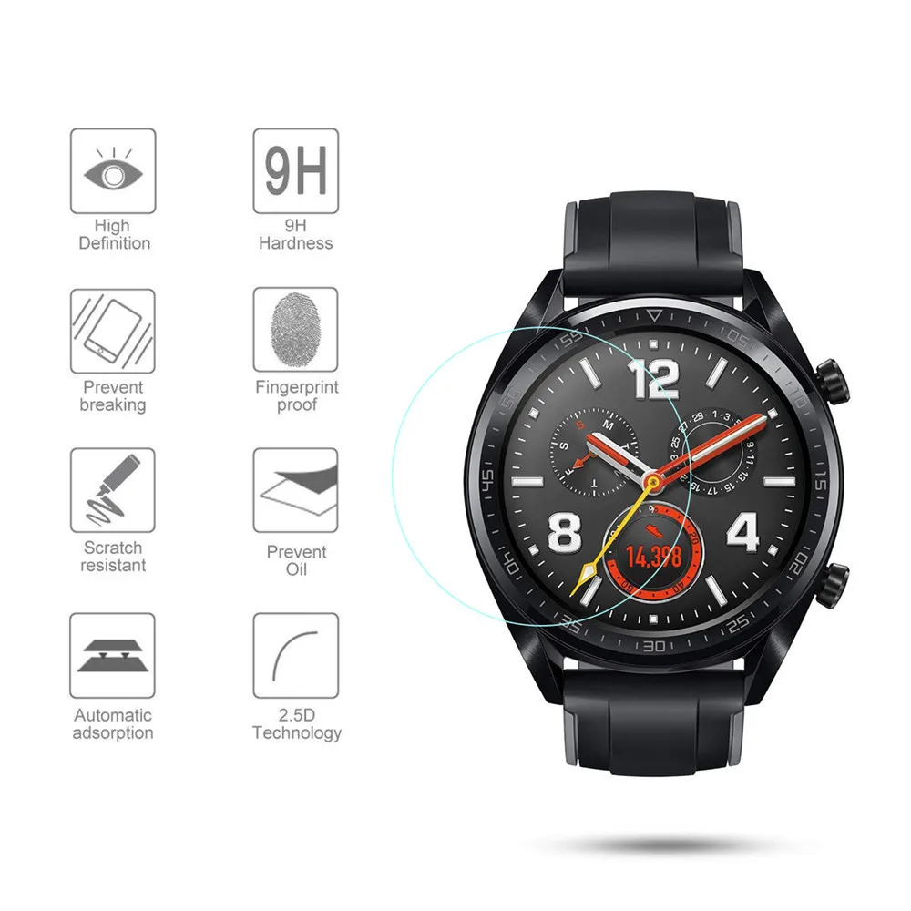 ฟิล์มกระจกนิรภัยสำหรับ Huawei Watch GT Active 9 H ป้องกันฟิล์มแก้ว 2.5D Anti Scratch ภาพยนตร์