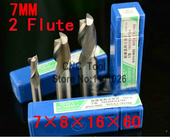شحن مجاني 5 قطع 7 ملليمتر اثنين 2 الناي الأحرار و الألومنيوم نهاية مطحنة كتر cnc بت (الصين (القارية))