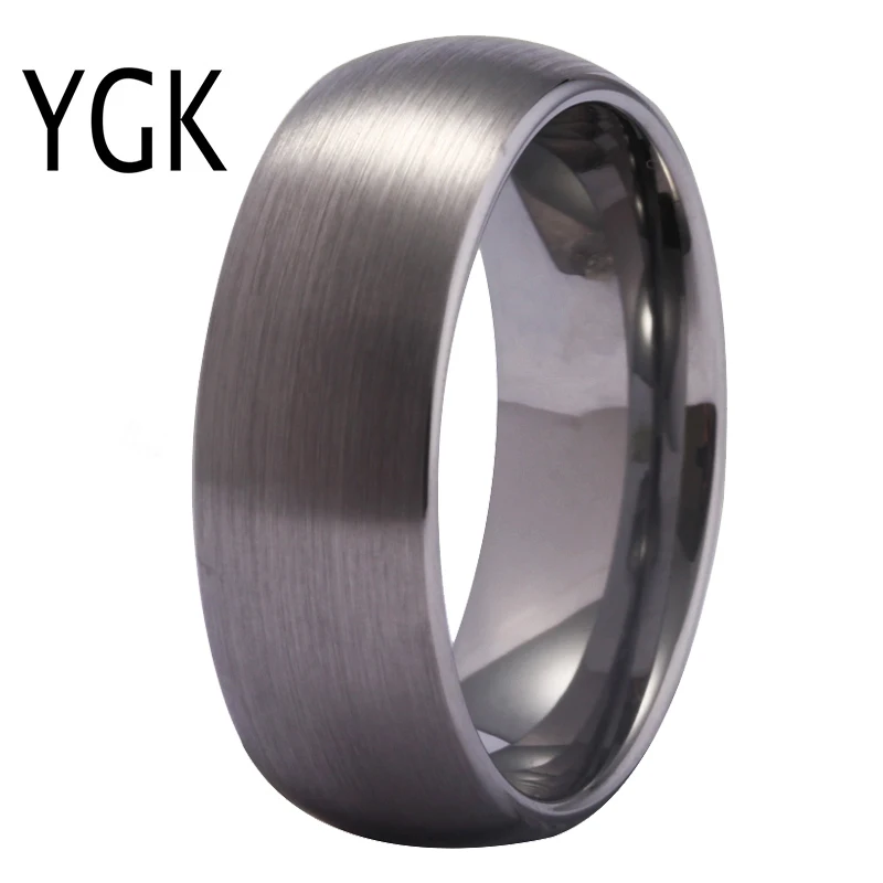 YGK Wedding Jewelry Ring for Women Classic Matte Dome Silver Tungsten Rings for Men Engagement Anniversary Ring men women Gift