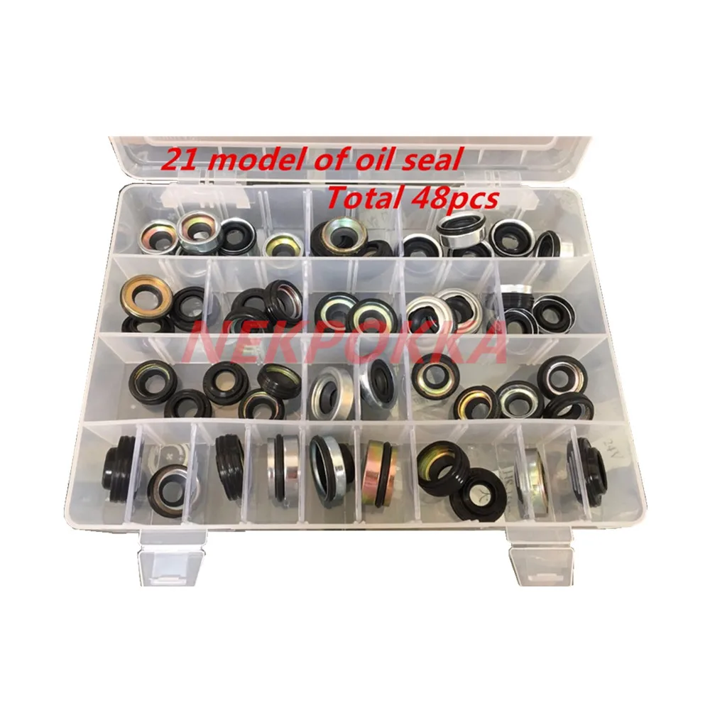 

48Pieces automobile air conditioning compressor oil seal set for FS10 7SUB16 MAS90/105 A32 DKS32C 10PA15C/17C HCC V5 shaft seal