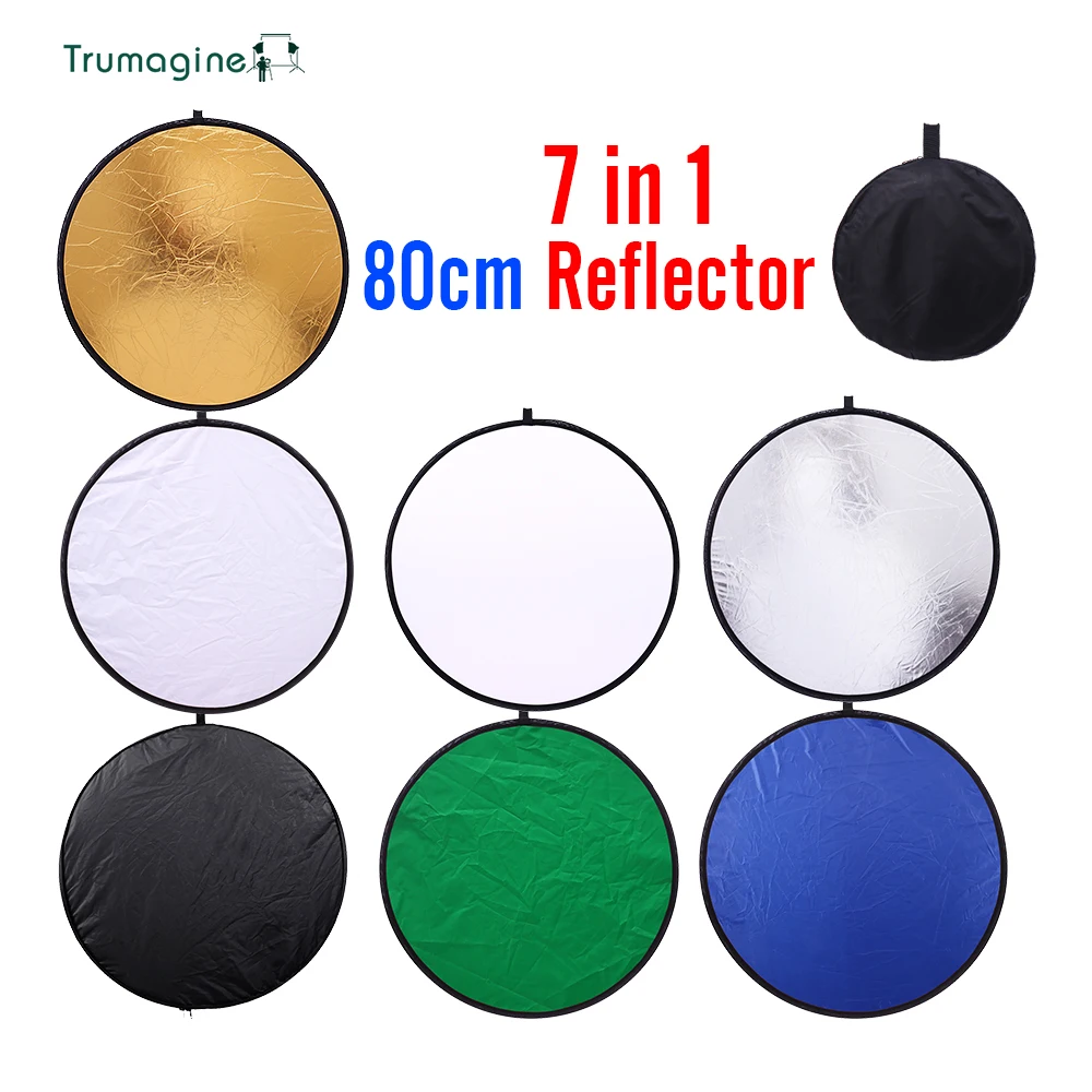 32inch 80cm 7 in 1 Portable Collapsible Light Round Photography Reflector for Studio Multi Photo Disc Outdoor Diy Photo Reflecto