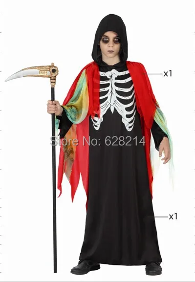 Free shipping- 2016 New Fashion Party Clothing Style Halloween Cosplay Costume for Kid Boys Knitted Skeleton Costumes Red Color