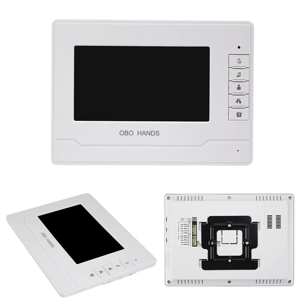 Home Video Doorbell Door Phone Intercom System 7" Color Screen with Waterproof Outdoor Camera Two-way Audio with IR Night Vision