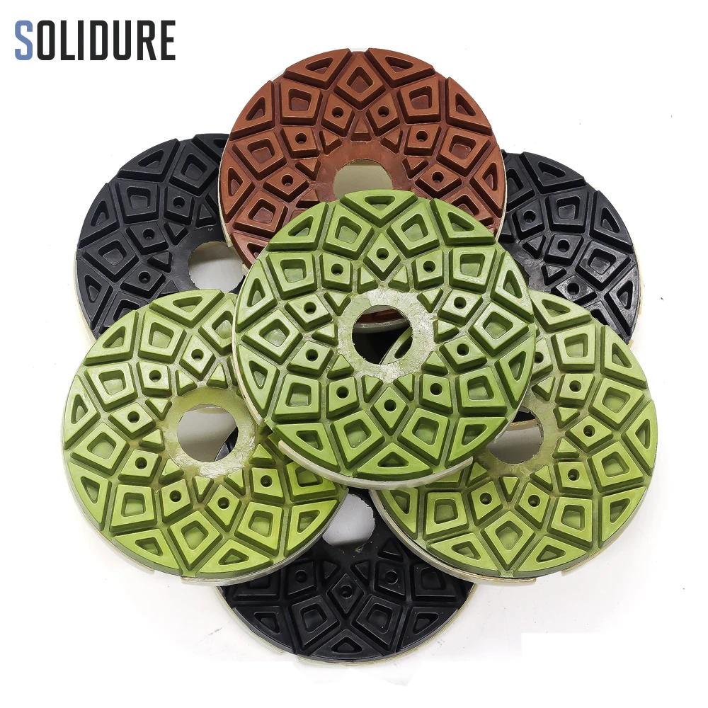 7pcs/set 5 inch 125mm diamond edge polishing pads circular grinding disc for polishing granite,marble engineered stone edge