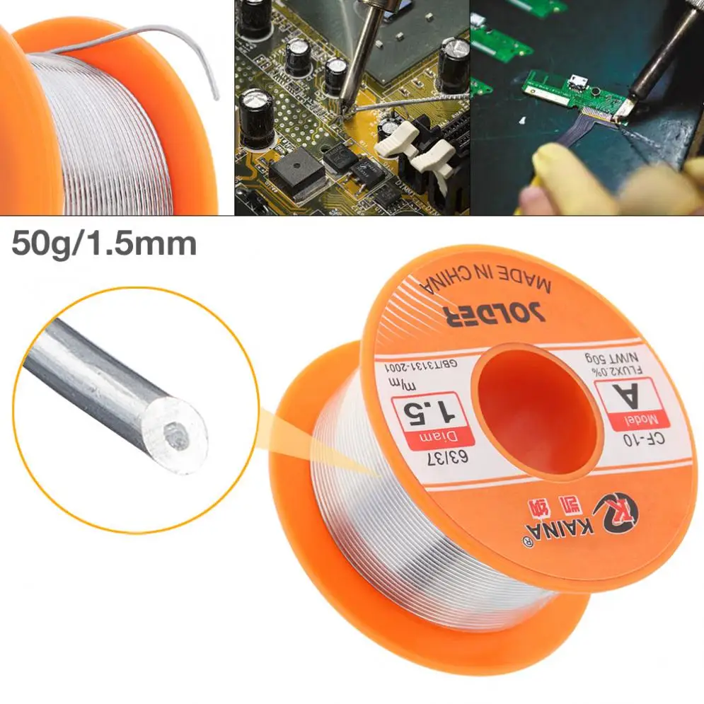 Welding Wires 63/37 50g 0.5-1.5mm No-clean Rosin Core Solder Tin  with 2% Flux and Low Melting Point for Electric Soldering Iron