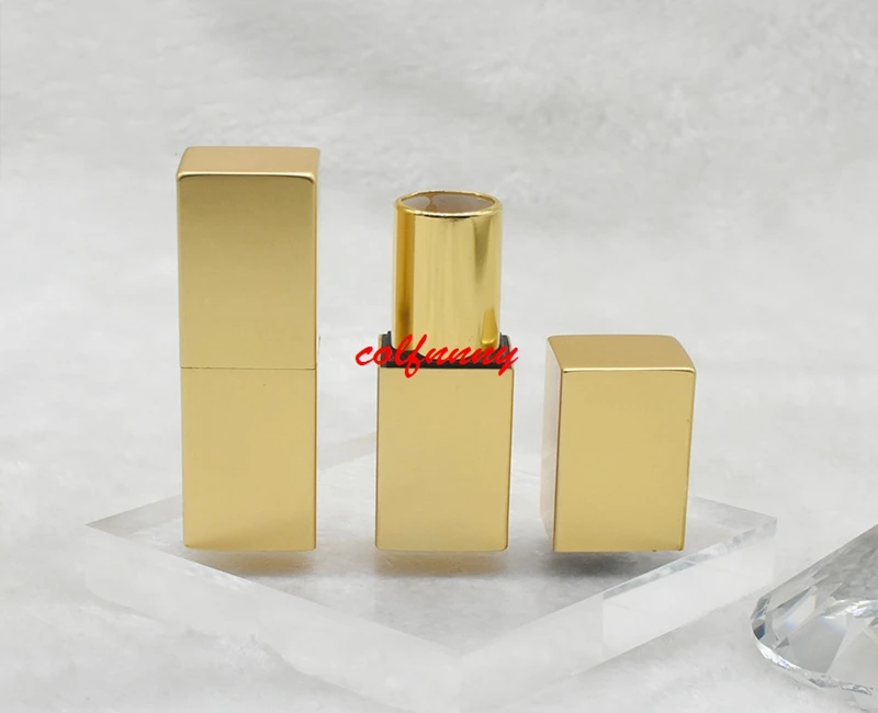 

100pcs/lot Fast Shipping 12.1mm Empty lipstick tube elegant square DIY lip balm tube aluminum lipstick tube gold tube