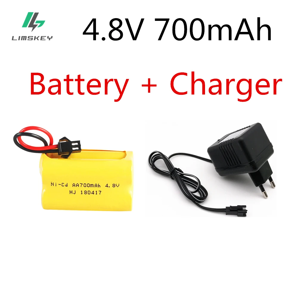 بطارية قابلة لإعادة الشحن Ni-Cd 4.8v ، 700mah ، 4.8v ، مع شاحن ، 4.8v nicd ni cd ، 4.8v ، 700mah ، لسيارة RC