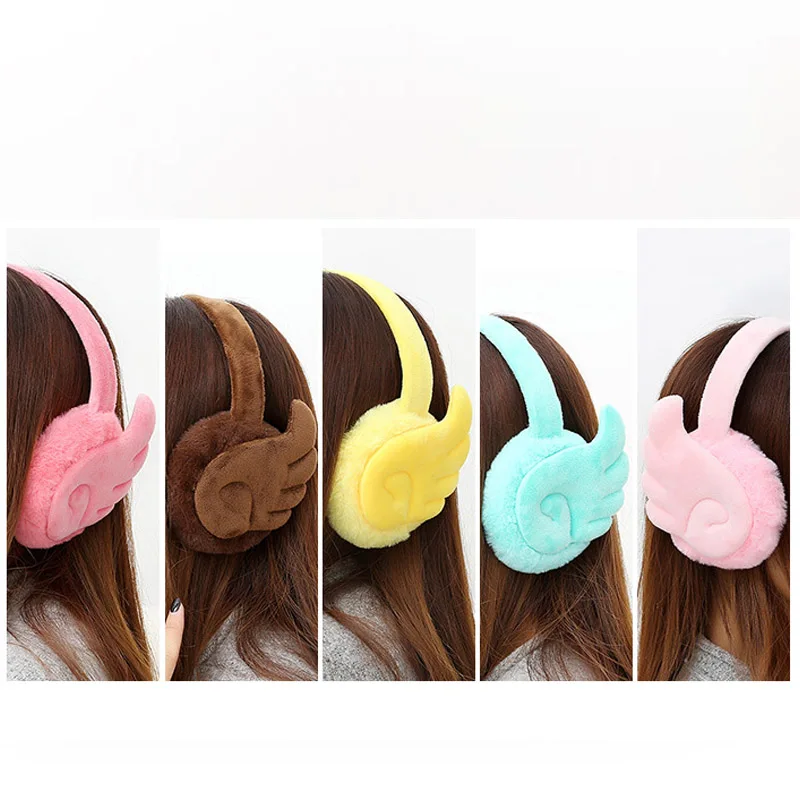 Skrzydła nauszniki ciepłe koreańska wersja nowego kobiet Cute Cartoon pluszowe kolczyki sztuczna królik ucha damskie zimowe nauszniki