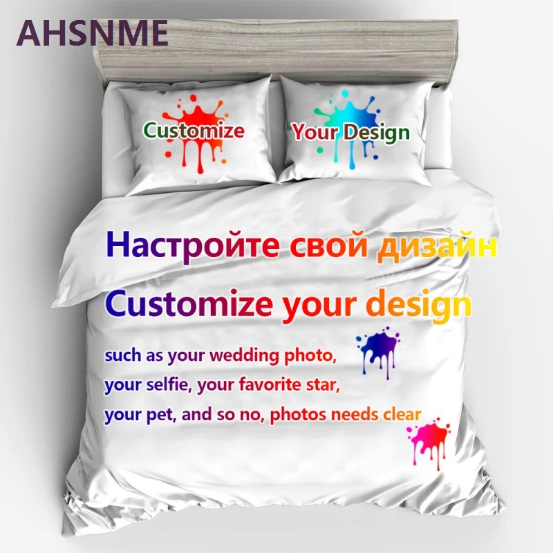 AHSNME Custom Bedding Set Your Photo Customized Design Duvet Cover Sets King Queen Twin Size Custom Dropshipping