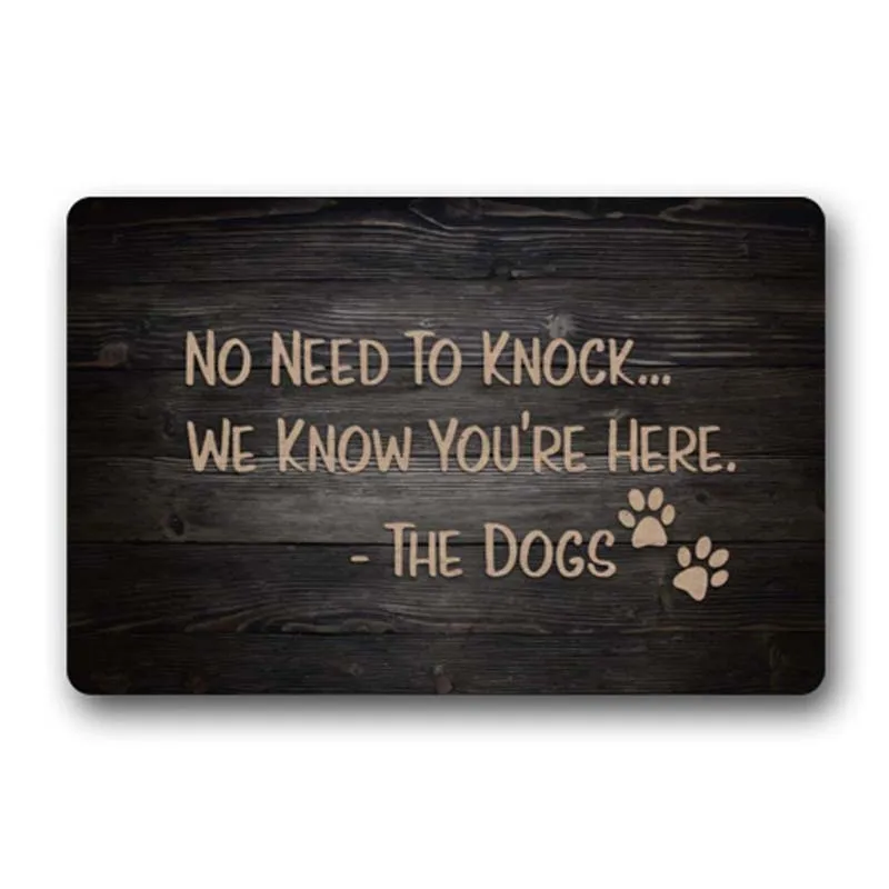 

Funny Doormat, No Need to Knock, Dog Has Alerted Us to Your Presence,Floor Mat Rug Indoor/Outdoor/Front