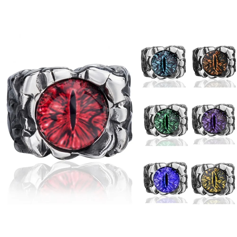 

Men's Women's The devil's eye Retro Stainless Steel Biker Ring Jewelry Gift Halloween Party Props Size 8-13
