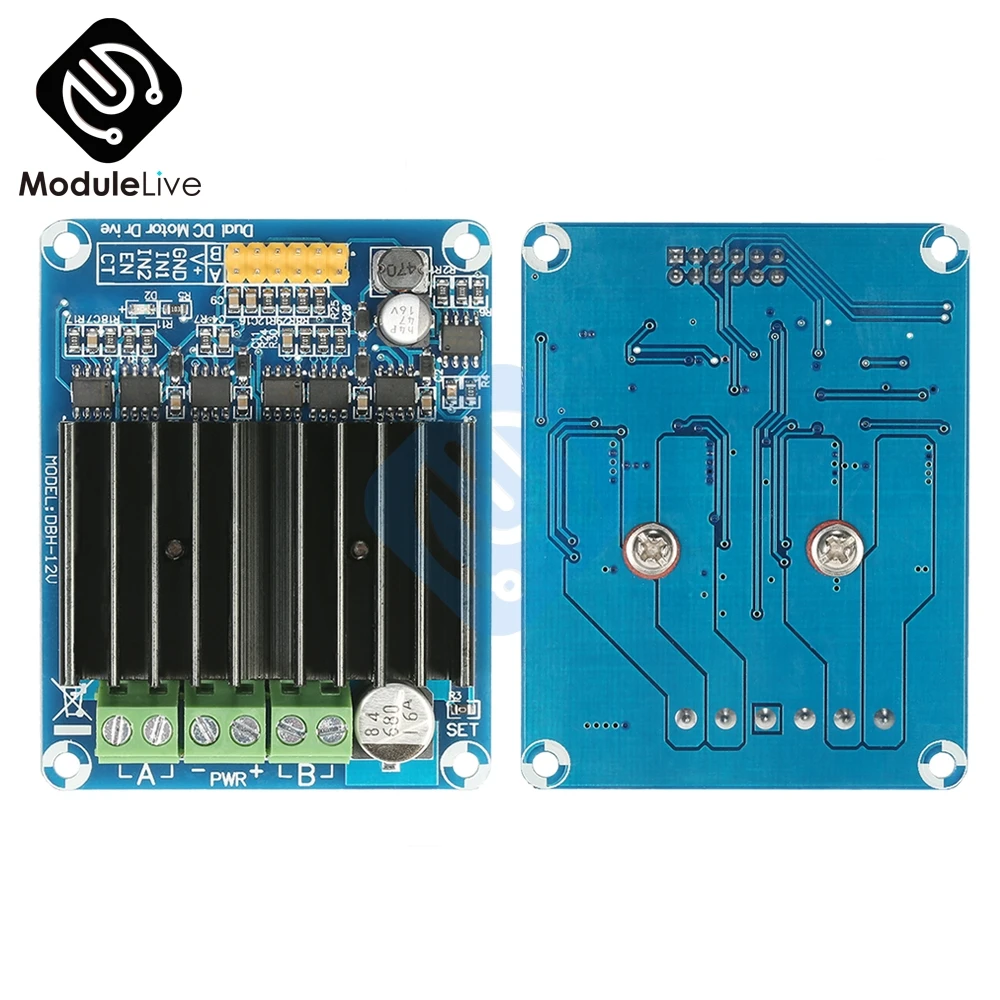 DC 5V-12V 12V 30A Dual Channel H-bridge DC Motor Controller Driver Reversible PWM Speed Control Motor DBH-12V