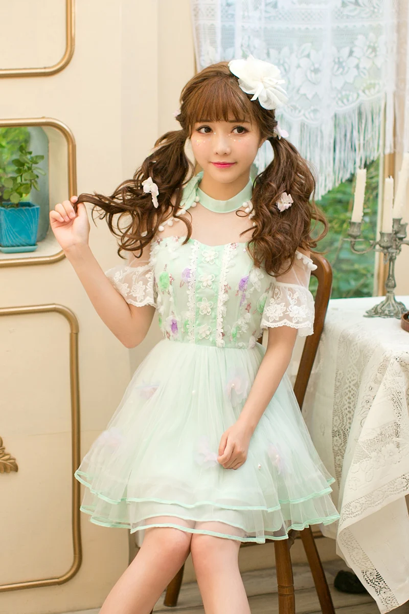 

Princess sweet lolita Candy Rain Strapless Chiffon slim princess dress C22AB7137