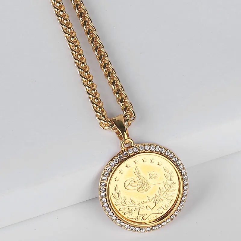 turkey Arab Coin islam Allah muslim pendant  necklace Coin jewelry   accept drop shipping