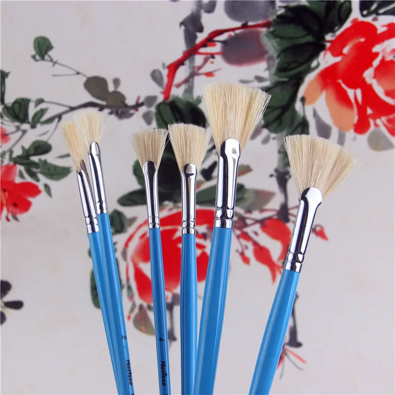 fish tail fan shape pig Bristle pen oil painting brush suit gouache paint brush acrylic brush art supplies Stationery