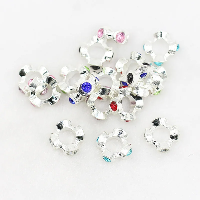 10PC Handmade jewelry accessories DIY silver drill spacer beads bracelet all-match beads beads manufacturers direct sales