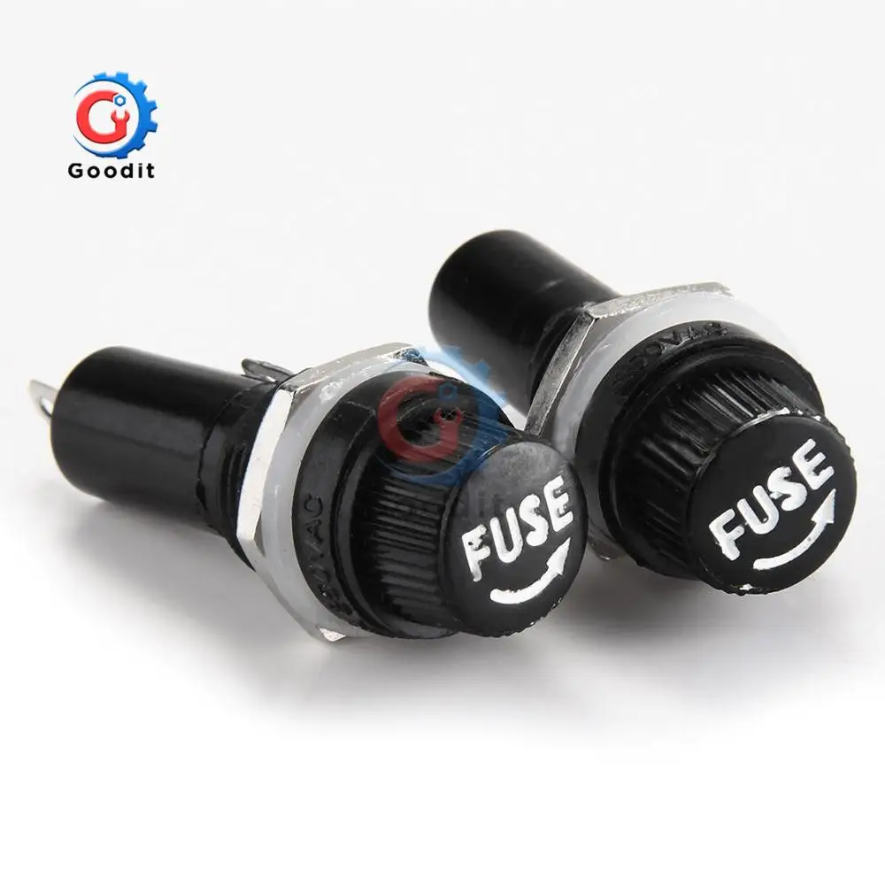 5Pcs/lot 5x20mm Fuse Holders 5x20 mm Black Insurance Tube Socket Fuse Holder 10A 250V AC 15A 125V AC For 5*20MM Insurance Panel