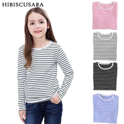 2-12 Yrs Kids Cotton Long Sleeve T Shirts Striped Boys Girls Basic Tops Tees Children Autumn Clothes T-shirt Sweatshirt