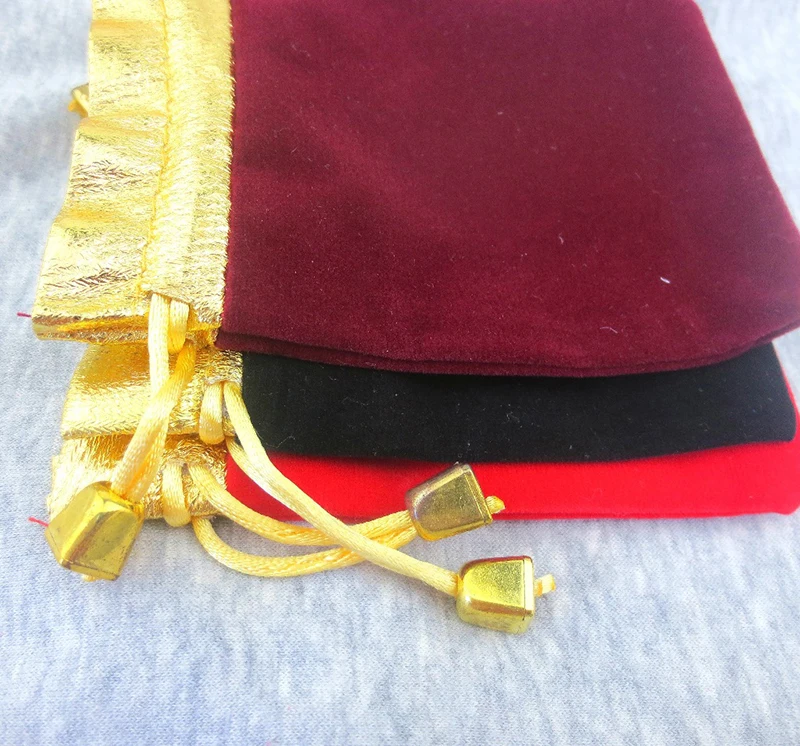 9*12cm 30pcs Phnom Penh Wine Red Jewelry Velvet Bags For Packing Gifts Handmade Women Jewellery Pouches Flannel Bag Drawstring