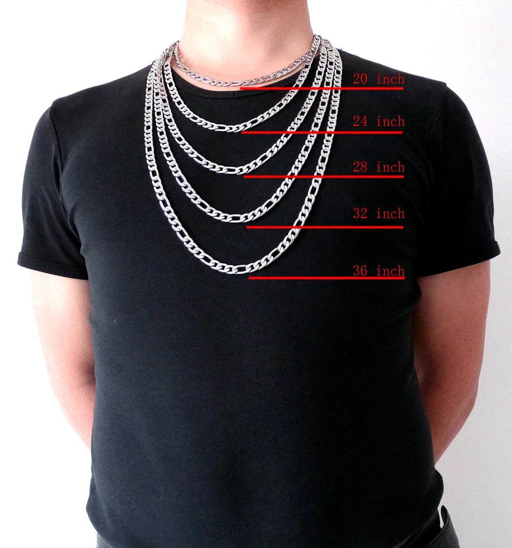 High Quality 8 mm 18'' - 36'' Inches Men  Customize Length Chain Stainless Steel Necklace Figaro Chain Fashion Jewerly